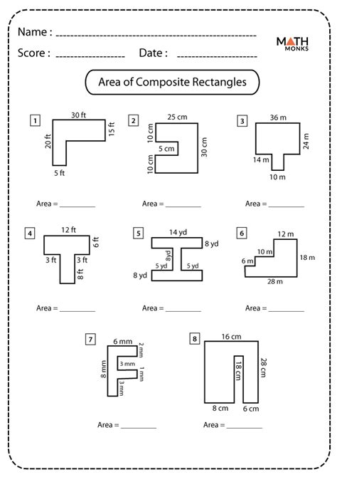 area of composite figures worksheet 6th grade pdf